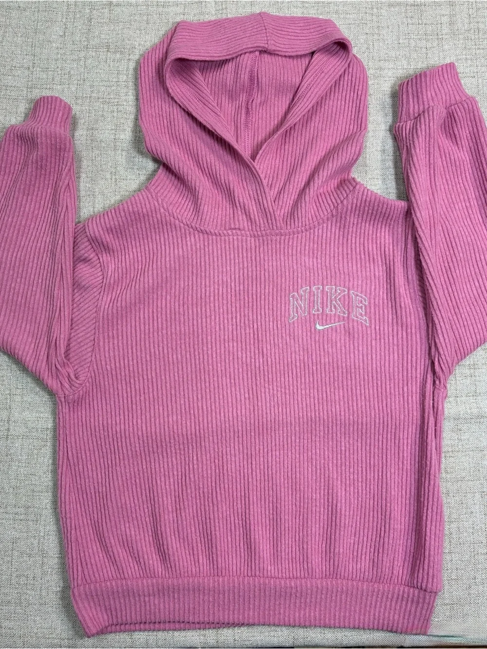 Nike Ribbed Pink Hoodie Sweatshirt for Women